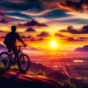 Cyclist Enjoying Sunset in Thailand